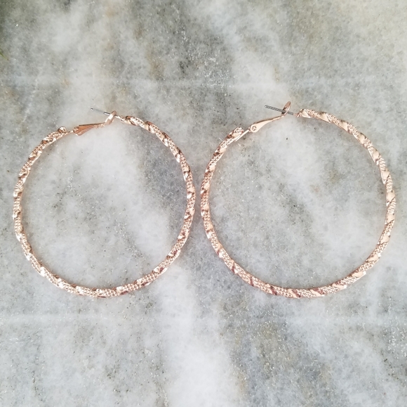NEW Rose Gold Tone Bundle of 3 Hoop Earrings - Picture 6 of 8